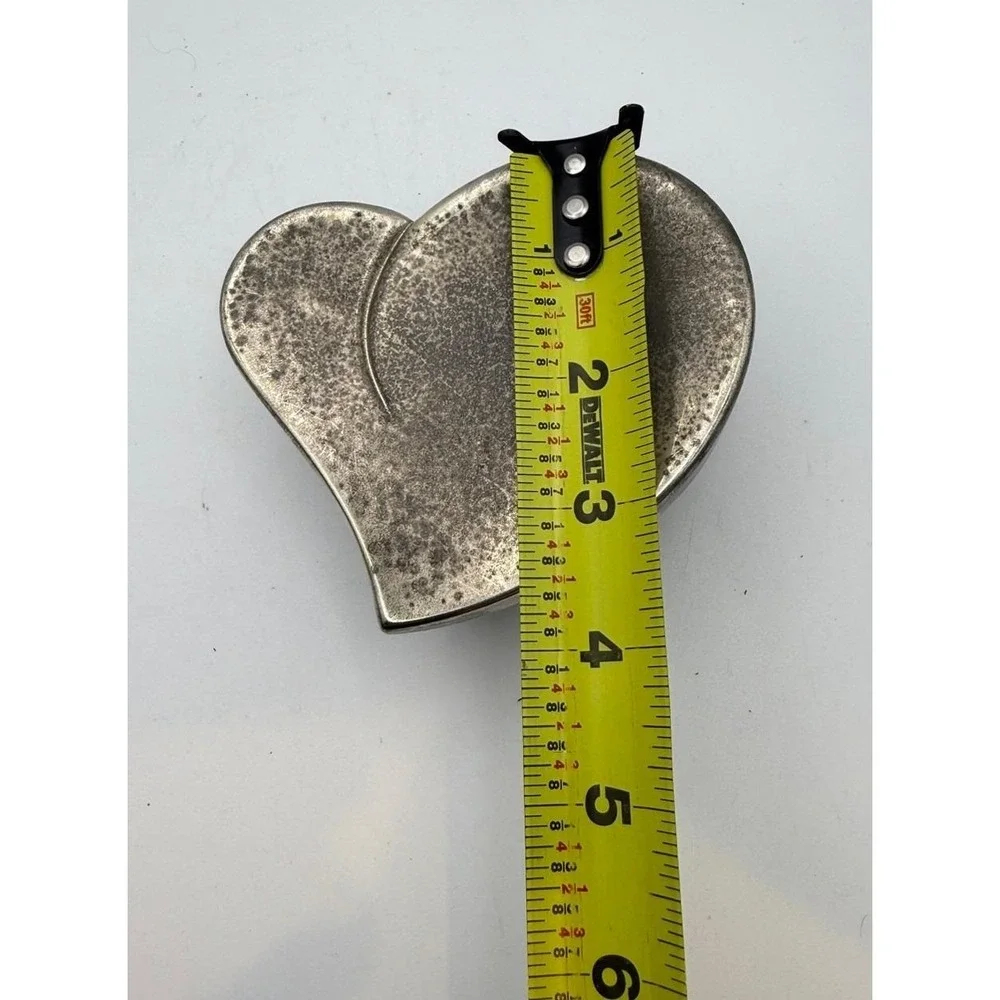 Vintage Heart Trinket Box Silver Tone Metal‎ Jewelry Keepsake Patina